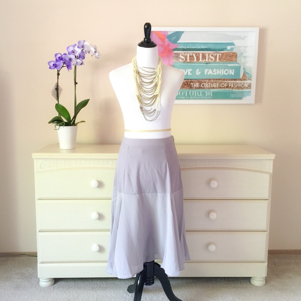 Lavender Gray Midi Skirt